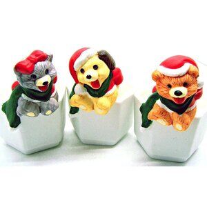 Vintage 1991 Christmas Around World House of Lloyd Cute Cup Votive Holders NIB